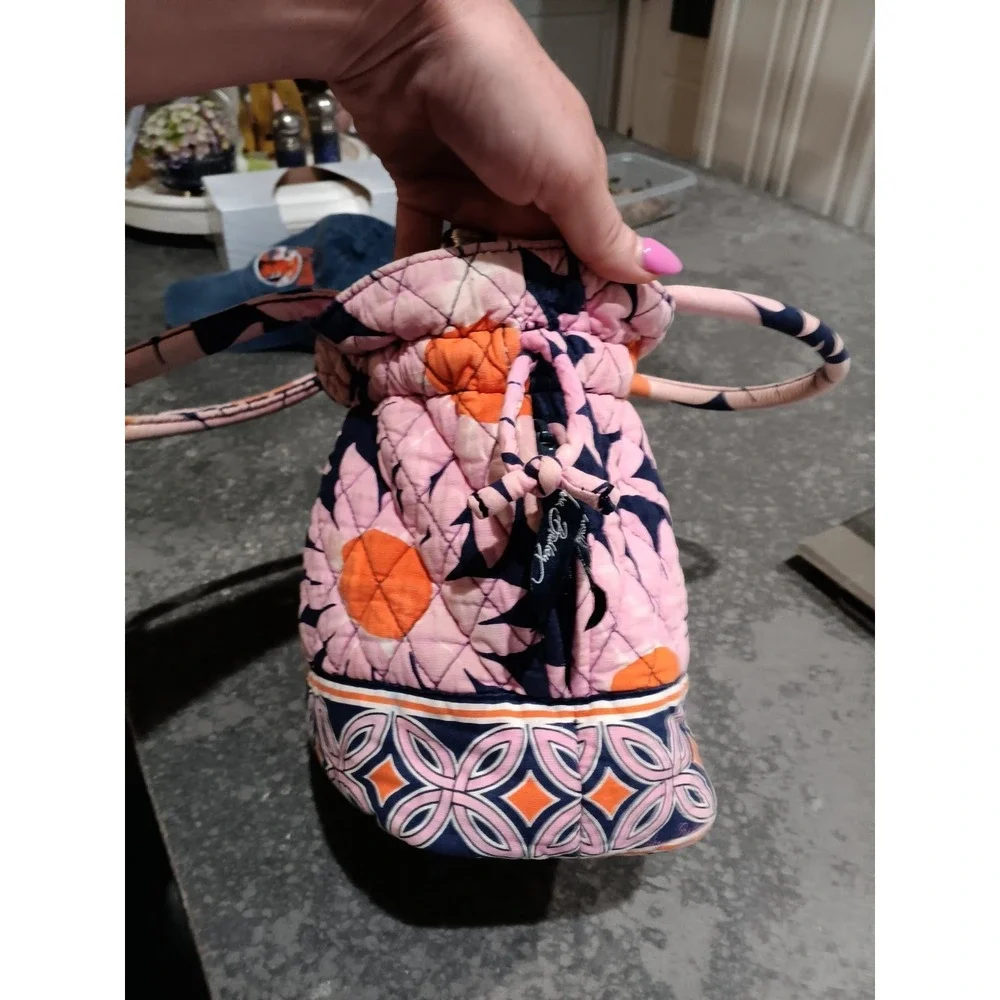 Vera Bradley FLORAL PINK Tote Shoulder Bag Top Zip Flowers Zipper On Both Sides